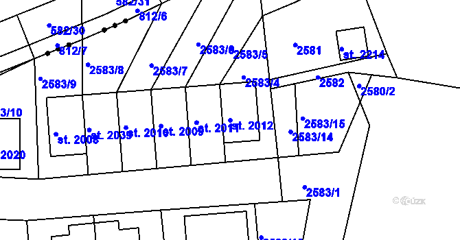 Parcela st. 2012 v KÚ Ledeč nad Sázavou, Katastrální mapa