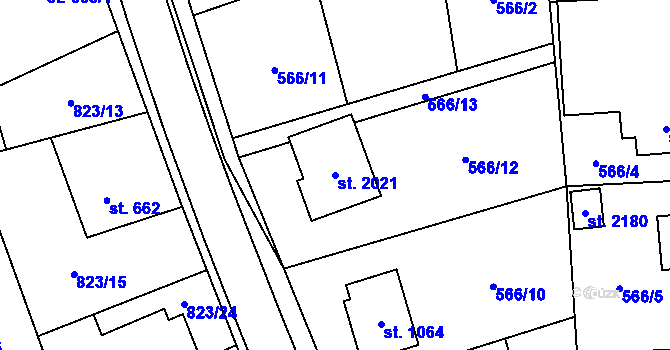 Parcela st. 2021 v KÚ Ledeč nad Sázavou, Katastrální mapa
