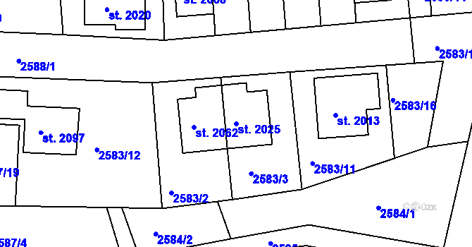 Parcela st. 2025 v KÚ Ledeč nad Sázavou, Katastrální mapa