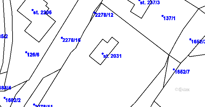 Parcela st. 2031 v KÚ Ledeč nad Sázavou, Katastrální mapa