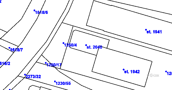 Parcela st. 2040 v KÚ Ledeč nad Sázavou, Katastrální mapa