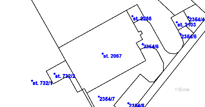 Parcela st. 2067 v KÚ Ledeč nad Sázavou, Katastrální mapa