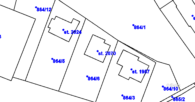 Parcela st. 2070 v KÚ Ledeč nad Sázavou, Katastrální mapa