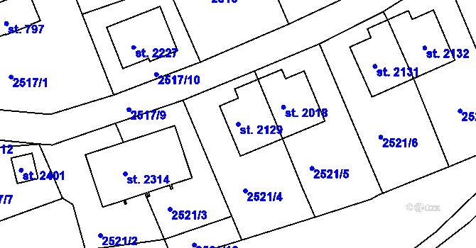 Parcela st. 2129 v KÚ Ledeč nad Sázavou, Katastrální mapa