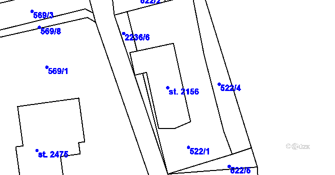 Parcela st. 2156 v KÚ Ledeč nad Sázavou, Katastrální mapa