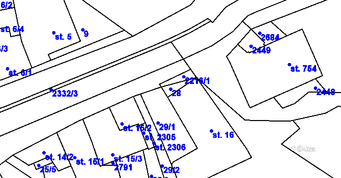 Parcela st. 28 v KÚ Ledeč nad Sázavou, Katastrální mapa