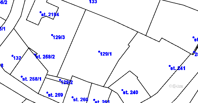 Parcela st. 129/1 v KÚ Ledeč nad Sázavou, Katastrální mapa