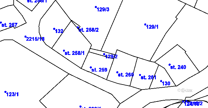 Parcela st. 129/2 v KÚ Ledeč nad Sázavou, Katastrální mapa