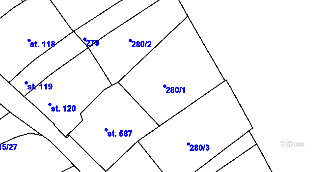 Parcela st. 280/1 v KÚ Ledeč nad Sázavou, Katastrální mapa