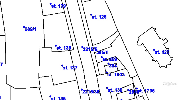 Parcela st. 305/1 v KÚ Ledeč nad Sázavou, Katastrální mapa