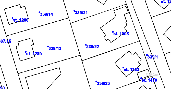 Parcela st. 339/22 v KÚ Ledeč nad Sázavou, Katastrální mapa