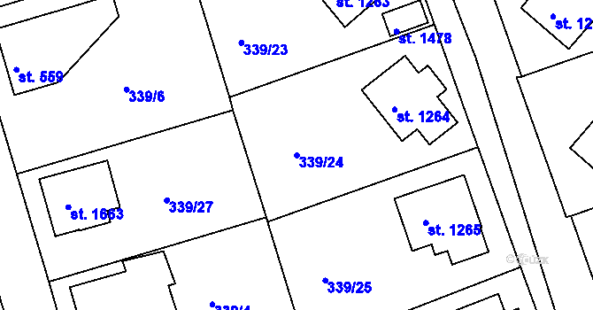 Parcela st. 339/24 v KÚ Ledeč nad Sázavou, Katastrální mapa