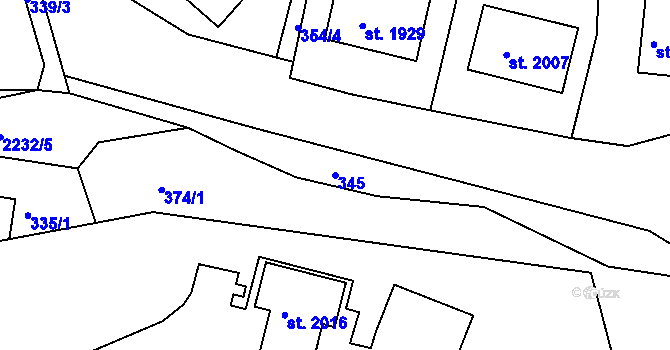 Parcela st. 345 v KÚ Ledeč nad Sázavou, Katastrální mapa