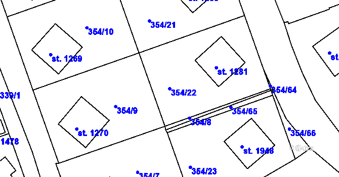 Parcela st. 354/22 v KÚ Ledeč nad Sázavou, Katastrální mapa