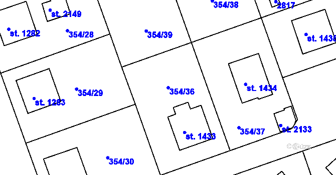 Parcela st. 354/36 v KÚ Ledeč nad Sázavou, Katastrální mapa
