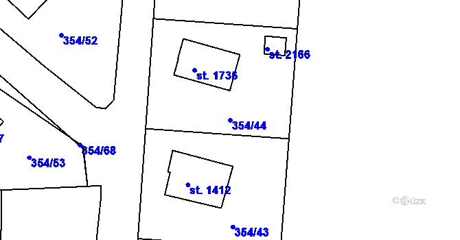 Parcela st. 354/44 v KÚ Ledeč nad Sázavou, Katastrální mapa
