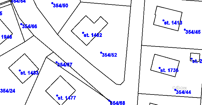 Parcela st. 354/52 v KÚ Ledeč nad Sázavou, Katastrální mapa