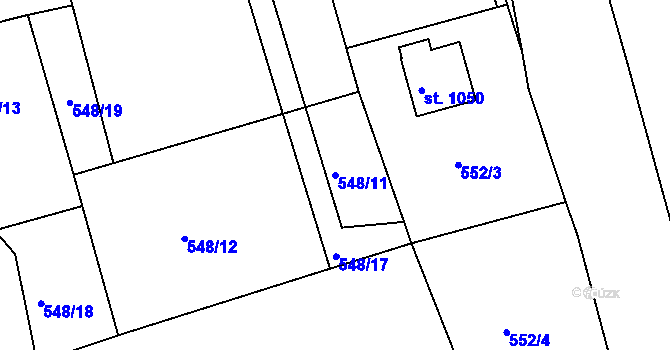 Parcela st. 548/11 v KÚ Ledeč nad Sázavou, Katastrální mapa