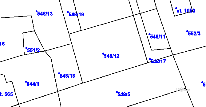 Parcela st. 548/12 v KÚ Ledeč nad Sázavou, Katastrální mapa