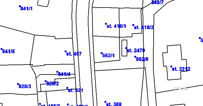 Parcela st. 562/1 v KÚ Ledeč nad Sázavou, Katastrální mapa