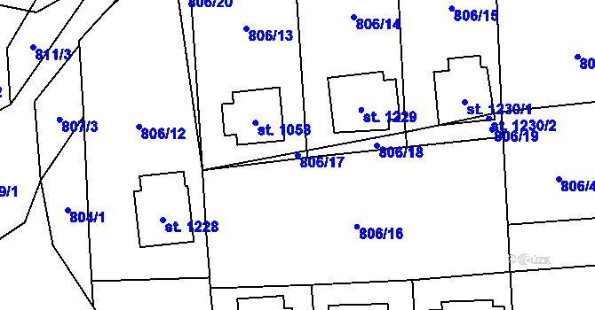 Parcela st. 806/17 v KÚ Ledeč nad Sázavou, Katastrální mapa