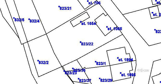 Parcela st. 823/22 v KÚ Ledeč nad Sázavou, Katastrální mapa