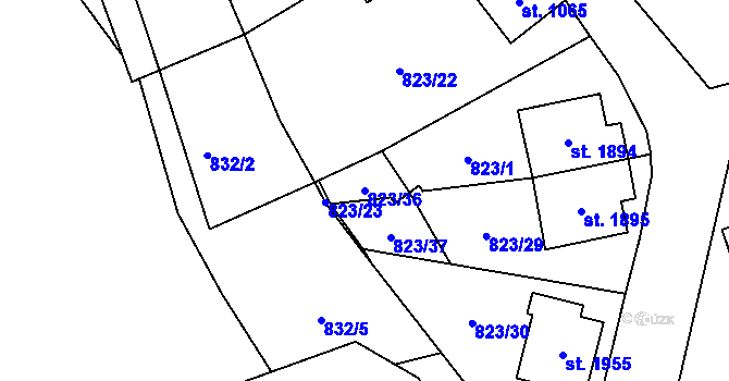 Parcela st. 823/36 v KÚ Ledeč nad Sázavou, Katastrální mapa