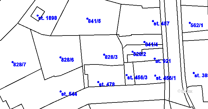 Parcela st. 828/3 v KÚ Ledeč nad Sázavou, Katastrální mapa