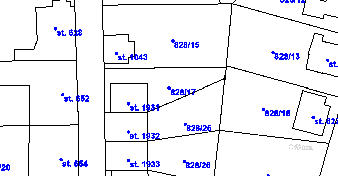Parcela st. 828/17 v KÚ Ledeč nad Sázavou, Katastrální mapa