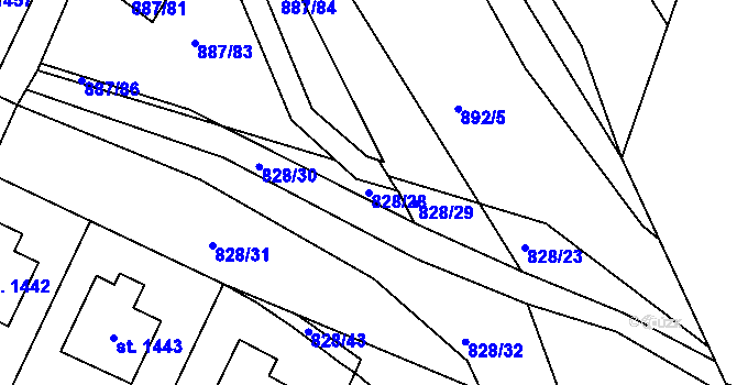Parcela st. 828/28 v KÚ Ledeč nad Sázavou, Katastrální mapa