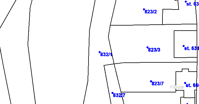 Parcela st. 832/1 v KÚ Ledeč nad Sázavou, Katastrální mapa