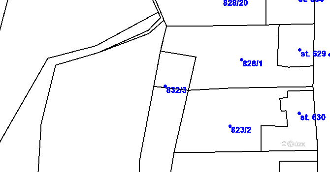 Parcela st. 832/3 v KÚ Ledeč nad Sázavou, Katastrální mapa