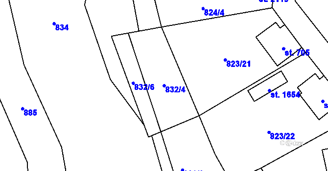 Parcela st. 832/4 v KÚ Ledeč nad Sázavou, Katastrální mapa