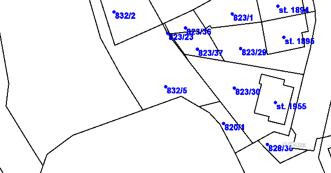 Parcela st. 832/5 v KÚ Ledeč nad Sázavou, Katastrální mapa