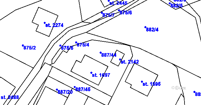 Parcela st. 887/44 v KÚ Ledeč nad Sázavou, Katastrální mapa