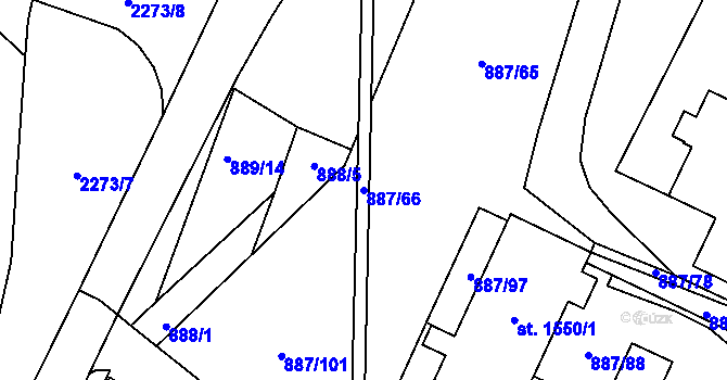 Parcela st. 887/66 v KÚ Ledeč nad Sázavou, Katastrální mapa
