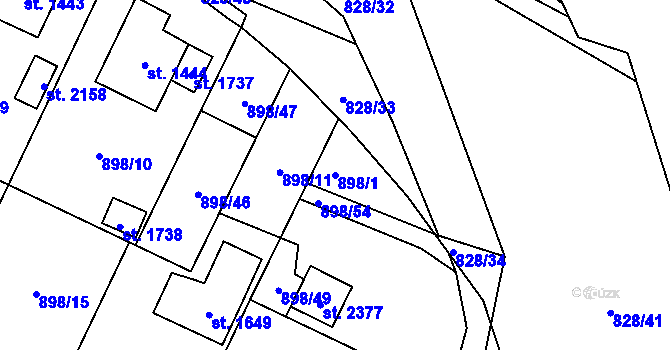 Parcela st. 898/1 v KÚ Ledeč nad Sázavou, Katastrální mapa