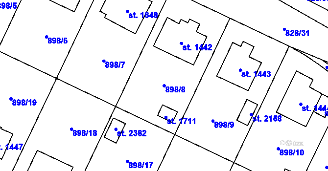 Parcela st. 898/8 v KÚ Ledeč nad Sázavou, Katastrální mapa