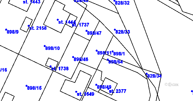 Parcela st. 898/11 v KÚ Ledeč nad Sázavou, Katastrální mapa