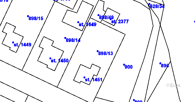 Parcela st. 898/13 v KÚ Ledeč nad Sázavou, Katastrální mapa