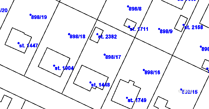 Parcela st. 898/17 v KÚ Ledeč nad Sázavou, Katastrální mapa