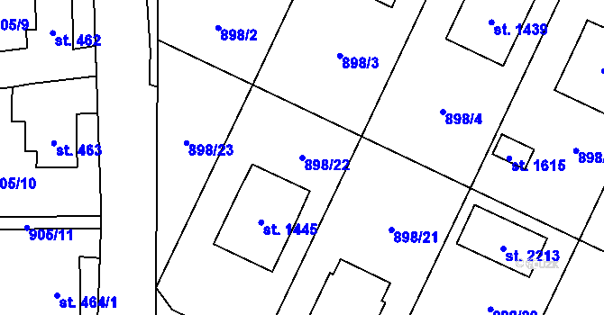 Parcela st. 898/22 v KÚ Ledeč nad Sázavou, Katastrální mapa