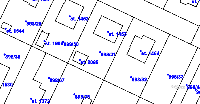 Parcela st. 898/31 v KÚ Ledeč nad Sázavou, Katastrální mapa