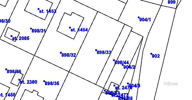 Parcela st. 898/33 v KÚ Ledeč nad Sázavou, Katastrální mapa