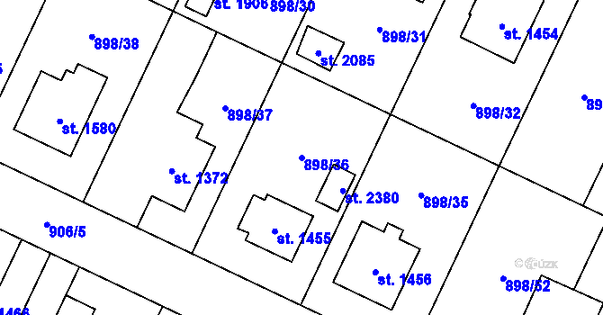 Parcela st. 898/36 v KÚ Ledeč nad Sázavou, Katastrální mapa