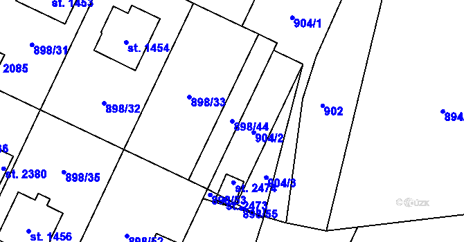 Parcela st. 898/44 v KÚ Ledeč nad Sázavou, Katastrální mapa
