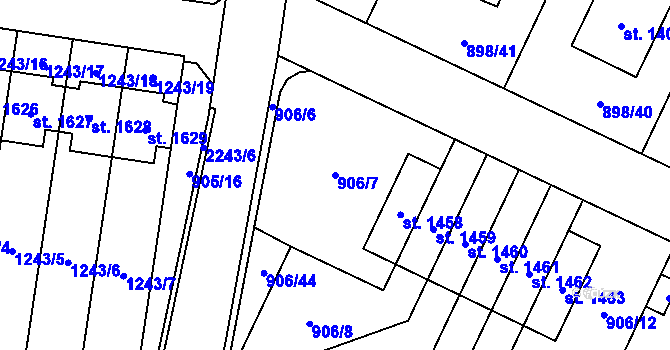 Parcela st. 906/7 v KÚ Ledeč nad Sázavou, Katastrální mapa