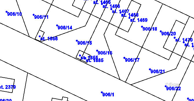Parcela st. 906/16 v KÚ Ledeč nad Sázavou, Katastrální mapa
