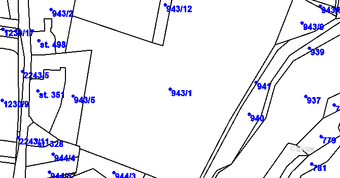 Parcela st. 943/1 v KÚ Ledeč nad Sázavou, Katastrální mapa
