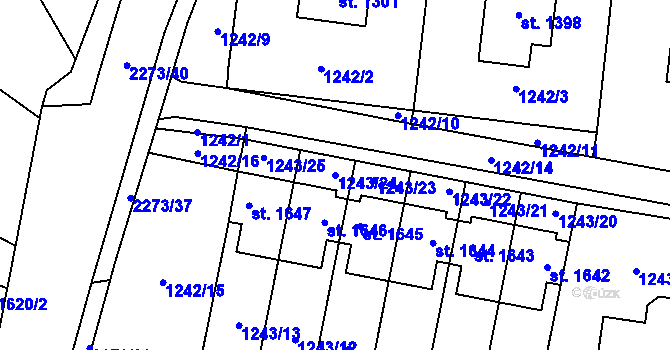 Parcela st. 1243/24 v KÚ Ledeč nad Sázavou, Katastrální mapa
